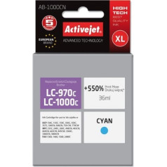 Activejet ab-1000cn ink (replacement brother lc1000c/970c; supreme; 36 ml; blue). prints 550% more.