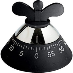 A Di Alessi Kitchen Timer in Thermoplastic Resin Featuring Mechanical Movemnet, Black