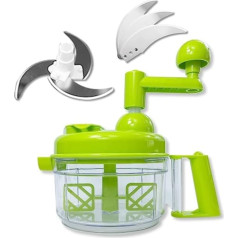 1200 ml Manual Food Chopper Vegetable Chopper Manual with Handle and Cover Suitable for Onions, Garlic, Peppers, Carrots, Ginger, Fruit (Green)