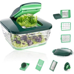 Genius Nicer Dicer Chef (15 daļas) | Augļu griezējs, dārzeņu griezējs, sīpolu griezējs, smalcinātājs, dārzeņu griezējs, mandolīna