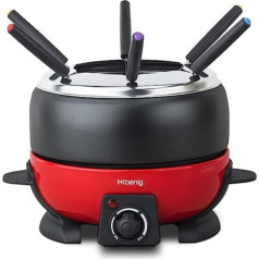 H.Koenig ALP1800 Electric Fondue Set / 6 People / 6 Fondue Forks / Temperature 25 °C to 190 °C / 2 L / Non-Stick Coating / 800 W / Red / Black