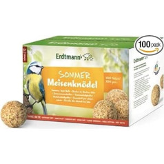 ERDTMANNS - 100 summer tit balls for wild birds without net, versatile composition, easy food intake, summer alternative, environmentally friendly, large quantity