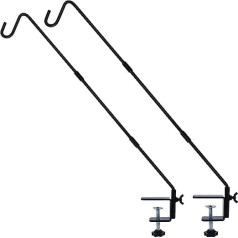 Juegoal 2 Stück robuste Deckhaken mit 5,1 cm rutschfester Klemme, 63,5 bis 91,4 cm verlängerte Reichweite, Deckhaken, verstellbare Schienenstange, Pflanzenhalterung zum Aufhängen von