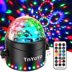 TnYoYo Disco Ball LED ballīšu lampa ar mūziku vadāmu disko gaismas efektu, 7 krāsu ballīšu gaismas disko gaisma RGB disko gaismas ballīšu gaisma ar tālvadības pulti bērniem mājas ballītei