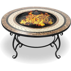 Centurion atbalsta Fireology Topanga Garden Heat/Fire Pit/Grill/Ledus spainis — keramikas apdares ozolkoka kafijas galdiņš