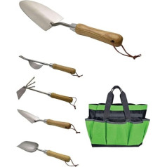 JARDTEC dārza instrumentu komplekts 6 daļiņu dārza instrumentu soma, dārza instrumentu nerūsējošā tērauda dārza instrumentu soma ar mazām kabatām, nodilumizturīga un atkārtoti lietojama