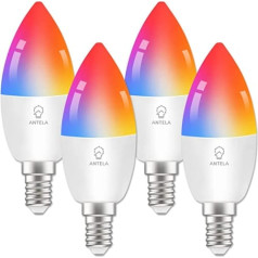 ANTELA Alexa spuldze E14 4,5 W LED spuldzes Viedā WiFi spuldze RGB Vēsi balta Silta balta gaisma Lietotņu vadība Balss vadība Savietojams ar Alexa, Google Home, 4 gabali