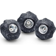 Pontec 87585 PondoStar LED Rocklight Set 3, melns, pievilcīgs Rock Light komplekts mūžīgā šīfera izskatā