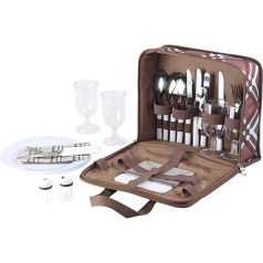 Xcase piknika soma: 30 daļīgs piknika komplekts 4 personām, ietver somu, šķīvi, glāzes (piknika komplekts)