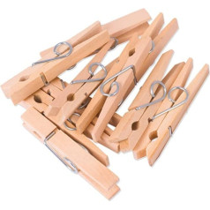 Bamboo Stick Masters 100 Strong Birch Wood Clothes Pegs - 100% Biodegradable and Compostable - Ideal for Crafts and Laundry - 8cm x 1cm