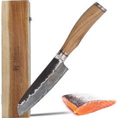 Wakoli Olive HS sērijas Damaskas nazis mazs Santoku nazis 13 cm asmeni ļoti ass 67 slāņu I Damask profesionāls šefpavāra nazis izgatavots no īsta japāņu Damaskas tērauda, melna āmura uzgaļa un