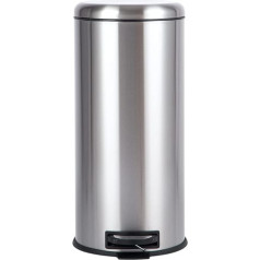 Amazon Basics Round Pedal Bin, Stainless Steel, 30 L