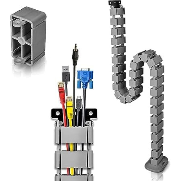 Duronic CM1DM SR kabeļu kanāls | Kabeļu ceļvedis | Elastīga kabeļu pārvaldība organizācijai darba vietā un darbnīcā | Moduļu līdz 1,3 m | Metāla plāksne skrūvēšanai zem galda | Plastmasa