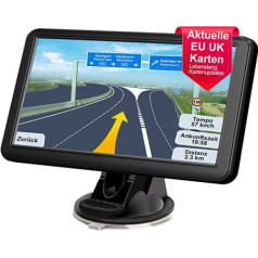 GPS navigācijas ierīce auto kravas automašīnai 2023 — Lehwey Navigation for Car / Europe UK 52 Maps, mūža bezmaksas kartes atjauninājums, 7 collu zibspuldzes brīdinājuma joslas palīga POI balss ceļvedis