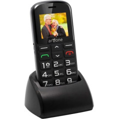 artfone CS182 vecākais mobilais tālrunis bez līguma ar lielām pogām Dual SIM GSM mobilais tālrunis ar SOS avārijas zvana pogu C tipa uzlādes staciju un kameru Mobilais tālrunis 1,8 collu 1400 mAh akumulators ilgs gaidīšanas laiks melns