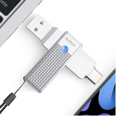 ORICO UFSD USB C zibatmiņa 128 GB, stabila 405 MB/S, metāla efektīva siltuma izkliedes atmiņas karte, 2 vienā USB 3.2 Type C OTG Dual Flash Drive dizainerim, skola, USB-C mobilais tālrunis, MacBooks (LD sērija)