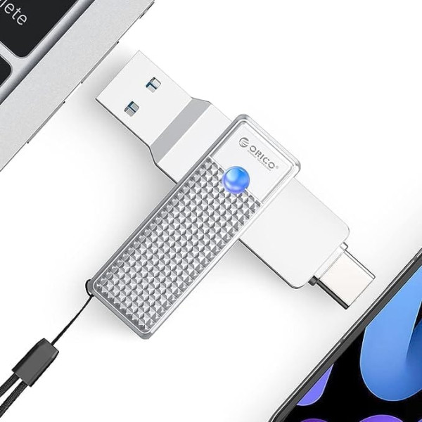 ORICO UFSD USB C zibatmiņa 128 GB, stabila 405 MB/S, metāla efektīva siltuma izkliedes atmiņas karte, 2 vienā USB 3.2 Type C OTG Dual Flash Drive dizainerim, skola, USB-C mobilais tālrunis, MacBooks (LD sērija)