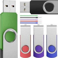 USB zibatmiņas zibatmiņa 32 GB 5 pack USB 3.0 atmiņas kartes — pārnēsājams zibatmiņas disks 32 GB grozāms metāla zibatmiņas disks — FEBNISCTE vērtības daudzpaku datu glabāšanas zibatmiņas disks ar auklu