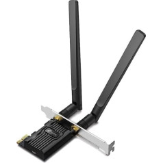 TP-Link Archer TX20E AX1800 Wi-Fi 6 Bluetooth 5.2 PCIe adapteris, maks. 1201Mbps 5GHz un maks. 574Mbps 2.4GHz, WPA3 šifrēšanas standarts, MU-MIMO, atbalsta tikai Windows 11/10 (64-bit)