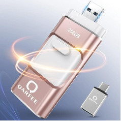 256 GB USB-C Flash Drive, 4 in 1 USB Stick USB 3.0 Type C Dual Drive Memory Stick External Data Storage Memory Stick for Android Mobile Phone, Tablet, PC, MacBook Pro, OTG USB Type C Mobile Phone Stick (Pink)