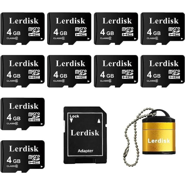 Lerdisk Factory Wholesale 10-Pack Micro SD Card 4GB MicroSDHC Produced by 3C Group Authorized Licencee (4GB)