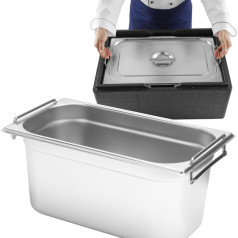 Gastronomijas konteiners GN 1/3 ar izvelkamiem rokturiem 325x176x150mm 5.7L Hendi 817445