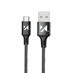 Spēcīgs pīts kabelis USB USB-C 2.4A 1m melns