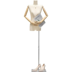 AMSXNOO manekens sieviešu krūšu kurvja drēbnieka manekena rumpis Dresētāja manekens ar regulējamu augstumu metāla statīva pamatni apģērbu veikala kleitām