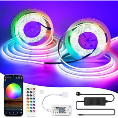 10 m WiFi COB RGB LED Strip Fairy Lights 576 LEDs/M 5760 LEDs 24 V Dimmable Malleable LED Light with Remote Control, Strip Light Strip Works with Google Home Assistant/Alexa