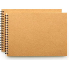 2 x A4 Landscape Sketch Books Spiral Bound Hardback 100 Pages (50 Sheets) 170gsm White Cartridge Paper