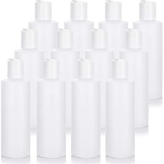 12 x 6oz Clear Plastic Squeeze Bottle Refillable with White Disc Cap