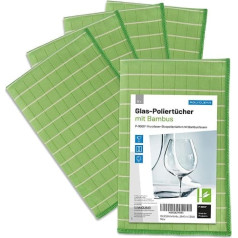 POLYCLEAN 5 x bamboo cloths, glass polishing cloth with bamboo fibres, window cloth for glass and panes, streak-free drying cloth (60 x 40 cm, pack of 5)