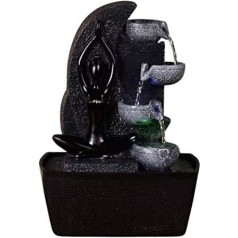 Yama Zen'Light Indoor Fountain Waterfall 4 Levels Water Wall Rock Fountain Zen Women's Yoga Light Colourful LED Decoration Relaxation Meditation Table Fountain Decorative H 25 cm