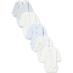 Petit Bateau Unisex zīdaiņu apakšveļas komplekts - balts/zils/pelēks ar garām piedurknēm