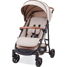 ASALVO MANCHESTER Easy Fold Lightweight Compact Stroller Wide Comfortable Seat Fully Adjustable Backrest Extendable with Visor / Spring Loaded Wheels (Beige)