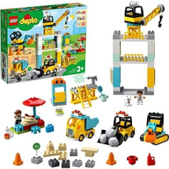 LEGO 10933 DUPLO liela būvlaukums ar gaismu un skaņu, transportlīdzekļi ar Push and Go motoru, rotaļlieta bērniem vecumā no 2 līdz 5 gadiem