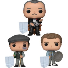 Funko Pop Set of 3 Godfather Cases with Protection Includes Vito #1200, Michael #1201 and Sonny #1202 Vinyl Figures with Blue Salamander Emporium Plastic Cases