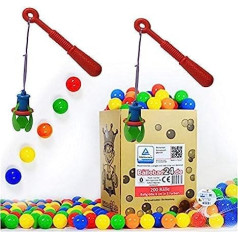 Ballpool24 - Makšķerēšanas spēle, makšķerēšana, 200 bumbu bedres bumbas 6 cm klasisks maisījums, ieskaitot 2 makšķeres