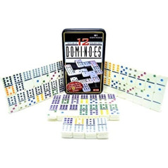 Domino Double Dots 12 krāsu liela XXL kaste (91. komplekts, Domino) metāla kastē