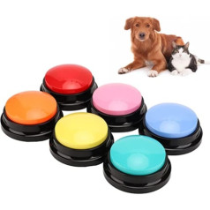 6 Coloured Voice Recording Buttons, Dog Buttons for Communication with Pet Training Buzzer, 30S Recording and Playback, Battery Operated Funny Gift for Children Learn to Play