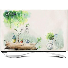 Stasy 27–65 collu televizora vāciņš, putekļu vāciņš, Eiropas stila televizora ekrāna aizsargs, putekļu necaurlaidīgs LCD LED televizoram, televizora putekļu pārsegs ar izliektu formu, audums (krāsa: ziedi, izmērs: 65 collas)