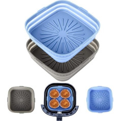 Wzdtnl Air Fryer Silicone Pot, Foldable Silicone Mould Hot Air Fryer Non-Stick Air Fryer Mats Hot Air Fryer Silicone Baking Tray Airfryer Silicone Mould for Oven, Cake Baking Mould, Microwave Pack of 2