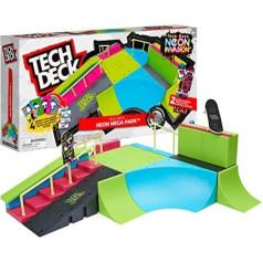 Tech Deck, Neon Mega Park X-Connect Creator, regulējams rampas komplekts ar diviem pirksta dēļiem, spīdums tumsā, bērnu rotaļlieta zēniem un meitenēm