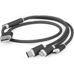 Gembird 3in1 USB uzlādes kabelis / 1m / melns