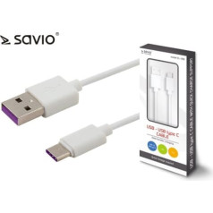 Savio cl-126 kabelis (usb tips c - usb 2.0 tips a; 1m; balta krāsa)