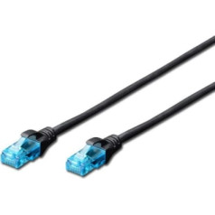 Digitus Plākstera vads rj45 / rj45 u / utp cat.5e 3,0 m awg 26/7 pvc melns