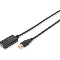 Digitus Paplašinātājs usb 2.0 ātrgaitas tipa usb a / usb am / Ż aktīvs, melns 5m