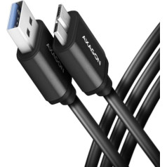 Action Bumm3-AM10AB Cable Micro-B USB USB-A 3.2 Gen 1, 1m, 3A, Alu, PVC Black