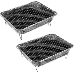 2 x Aluminium Complete Disposable Grill with Charcoal and Lighter Aluminium Picnic BBQ Camping Disposable Grill Picnic Grill