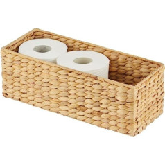 mDesign Natural Water Hyacinth Wicker Basket - Stackable Wicker Basket - Ideal Bathroom Storage - Bamboo